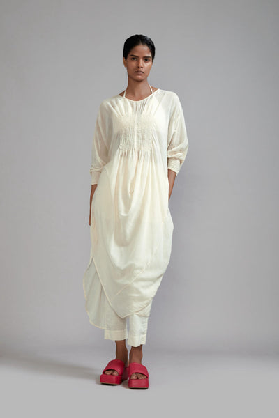 Offwhite Smocked Cowl Tunic