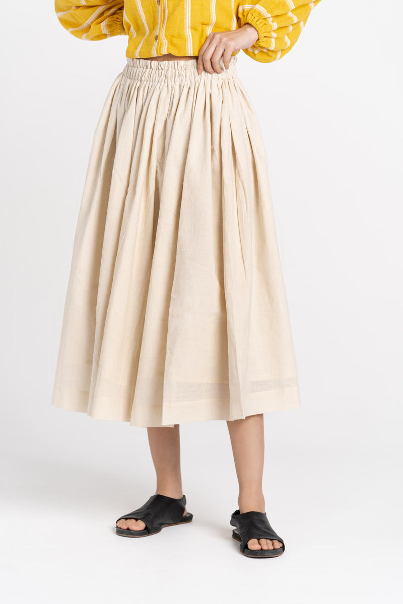 Off - white organic pleated skirt - Off - White Skirts by World of Crow in white color for women Worldwide