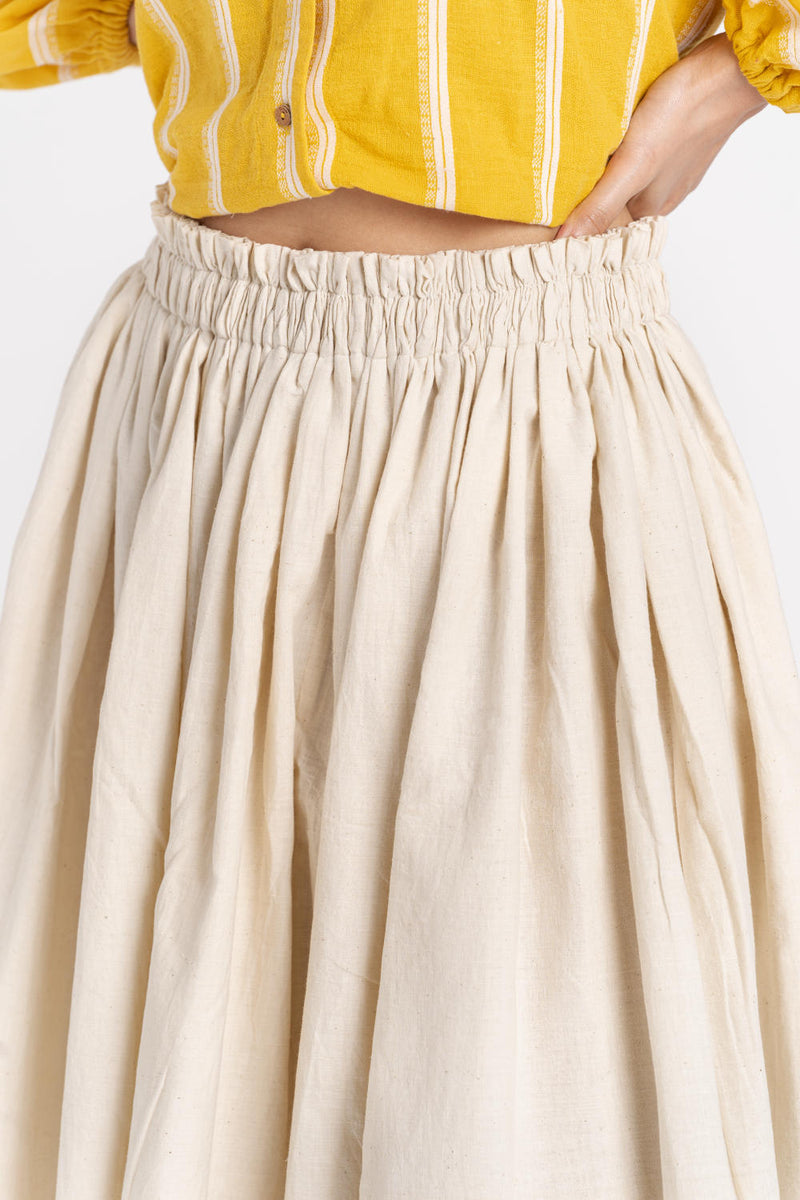 Off - white organic pleated skirt - Off - White Skirts by World of Crow in white color for women Worldwide