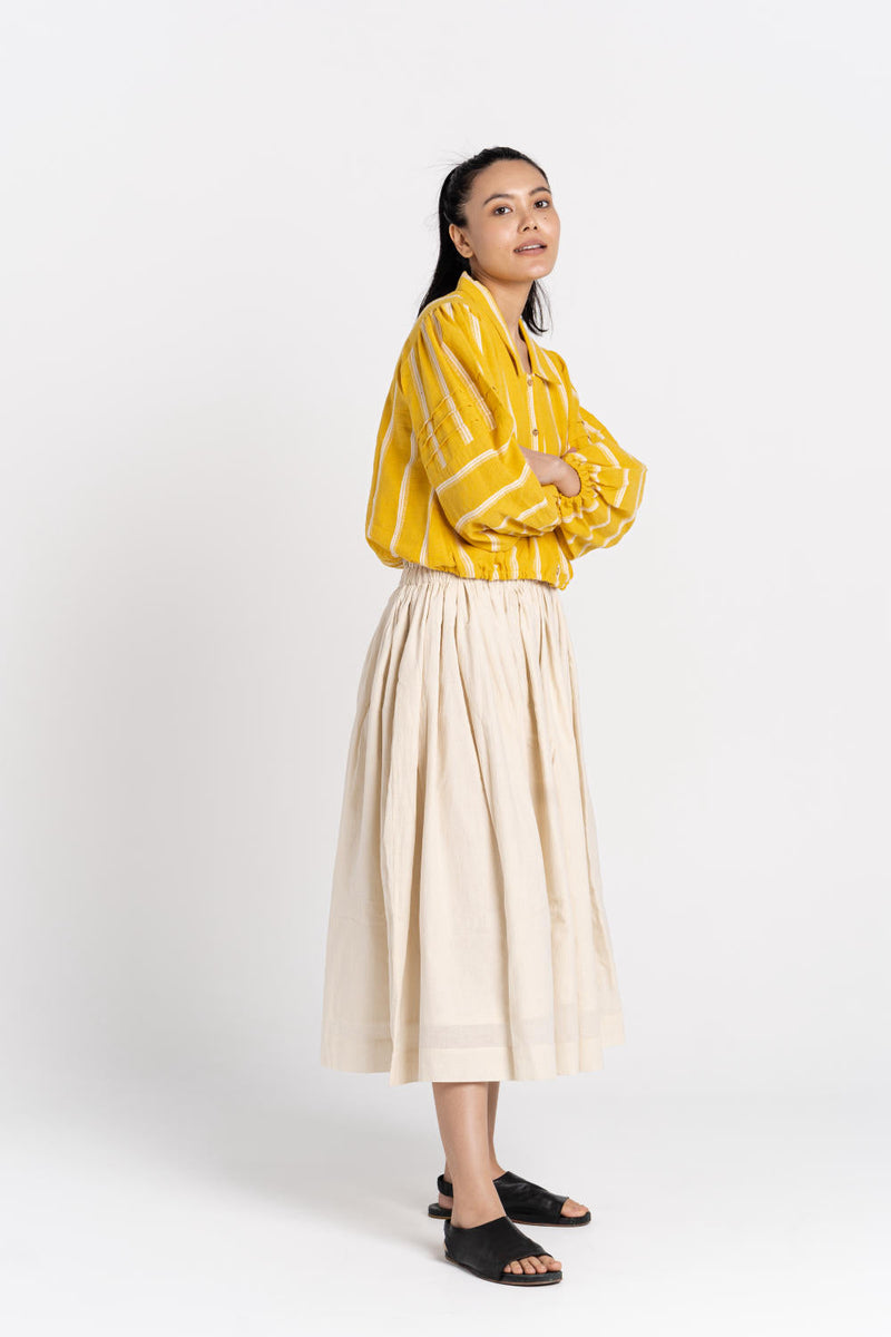 Off - white organic pleated skirt - Off - White Skirts by World of Crow in white color for women Worldwide