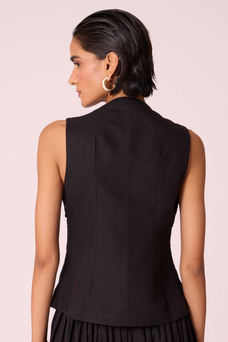 Ogon Black Embroidered Top cotton by The Summer House in black color for women Worldwide
