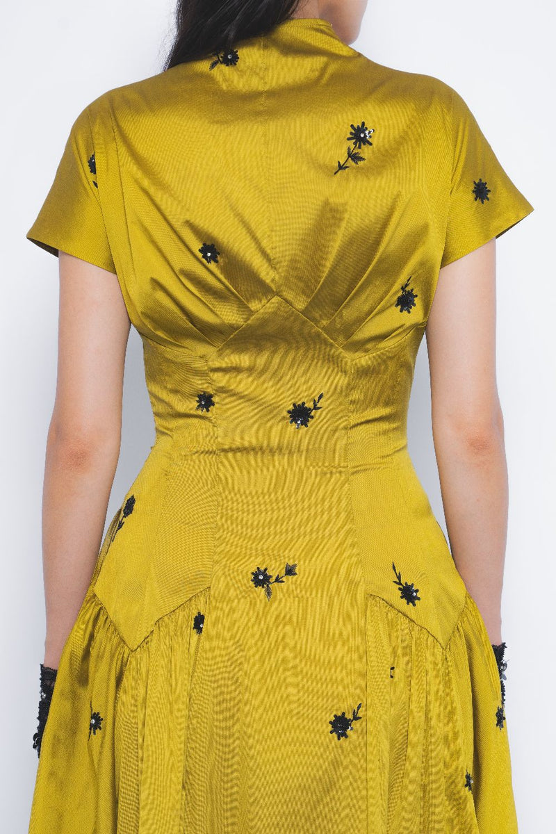 Oka Midi Dress - Mustard and Black mul by Leh Studios in multi color for women Worldwide