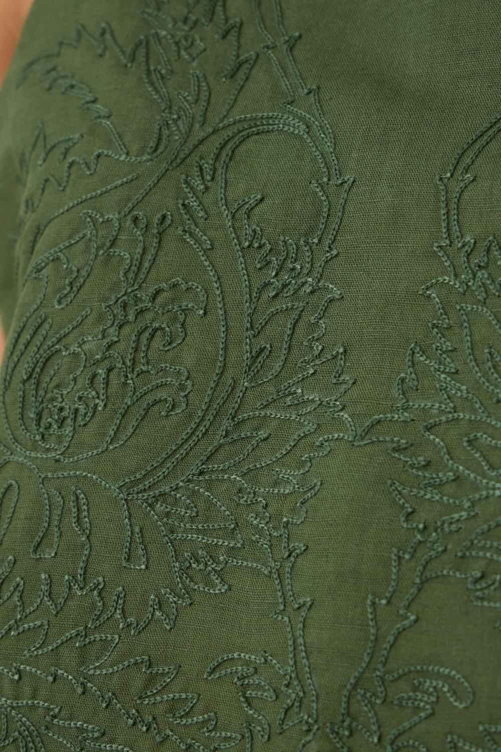 Olena Green Embroidered Top