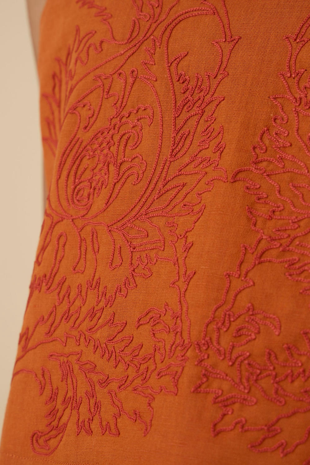 Olena Orange Embroidered Top