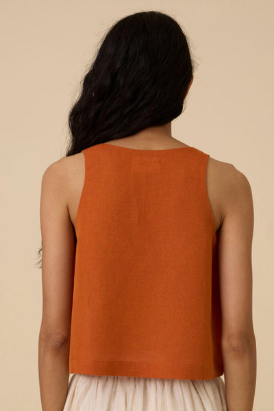 Olena Orange Embroidered Top