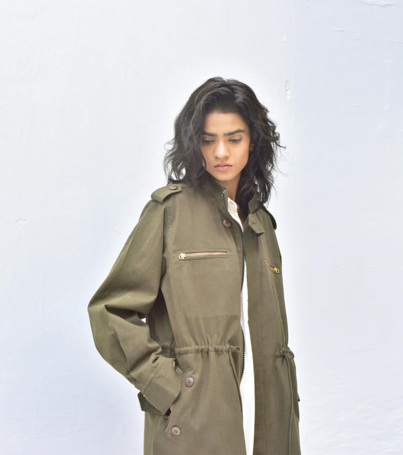 Olive Parka Jacket Jackets & Overlays by Khara Kapas for women Worldwide