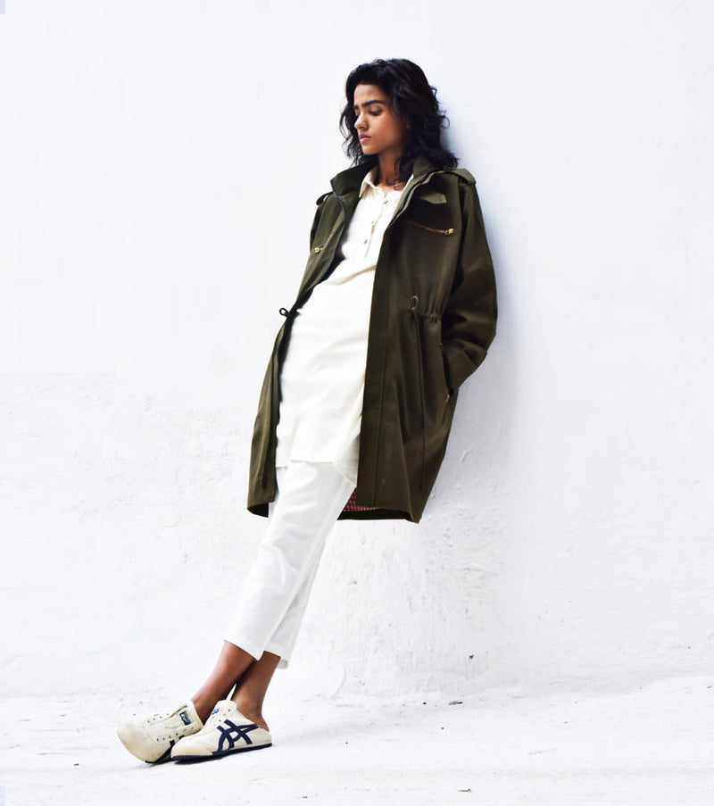 Olive Parka Jacket Jackets & Overlays by Khara Kapas for women Worldwide
