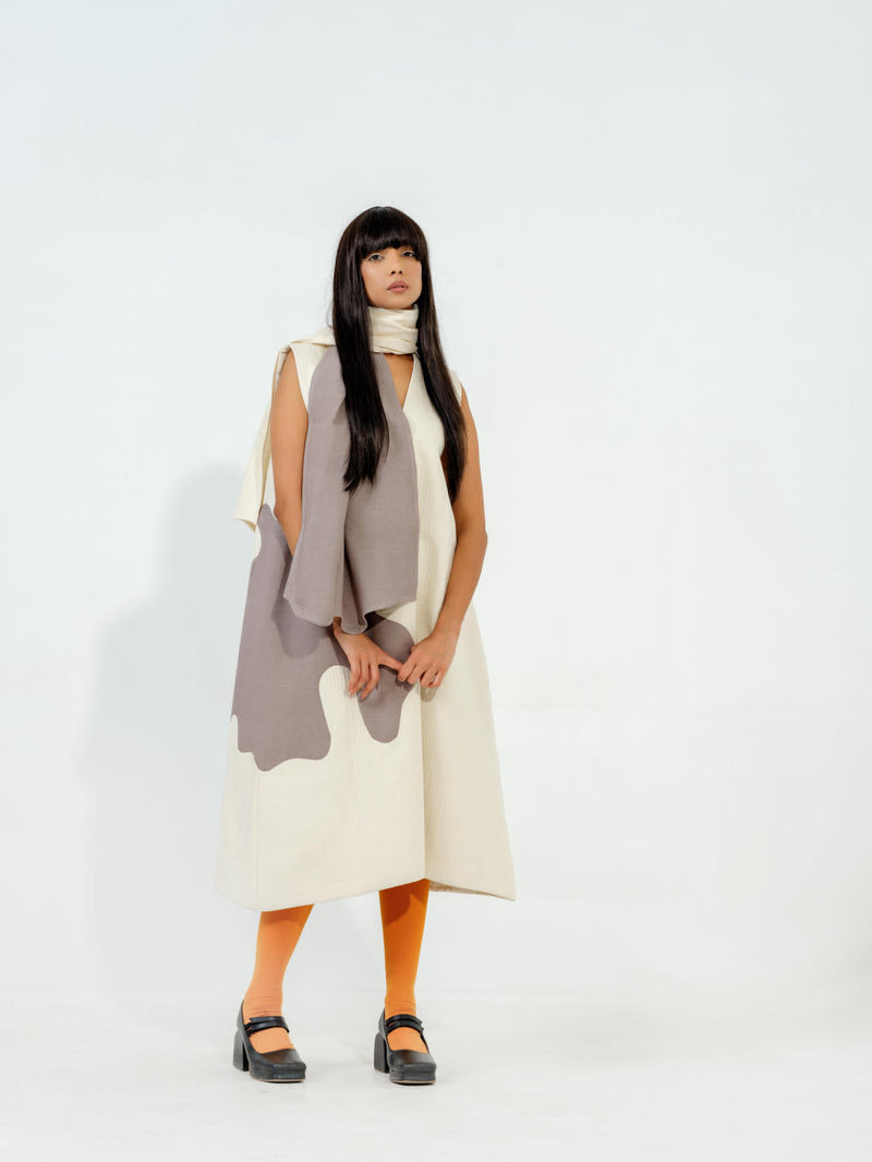 Oolong Dress cotton matty dresses by Stoique in natural, grey for women Worldwide
