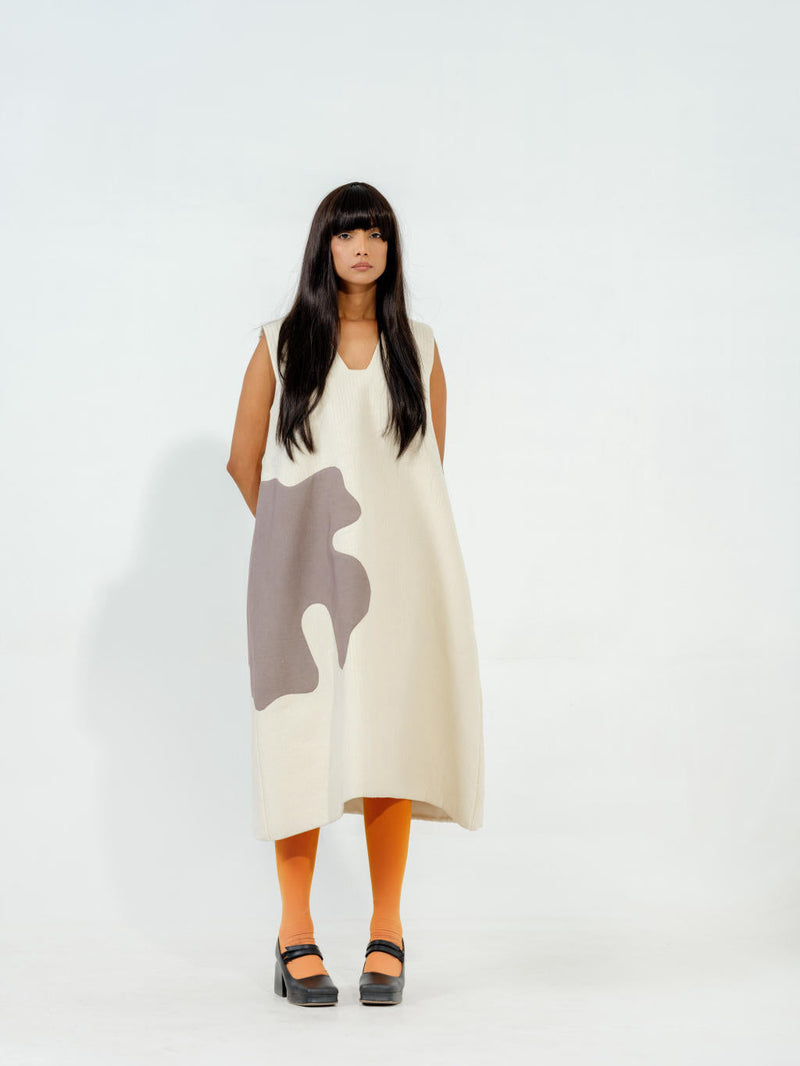 Oolong Dress cotton matty dresses by Stoique in natural, grey for women Worldwide