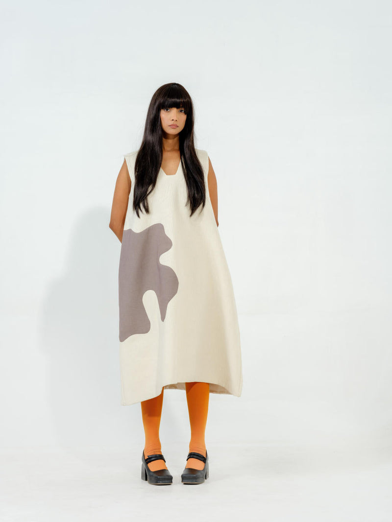Oolong Dress cotton matty dresses by Stoique in natural, grey for women Worldwide