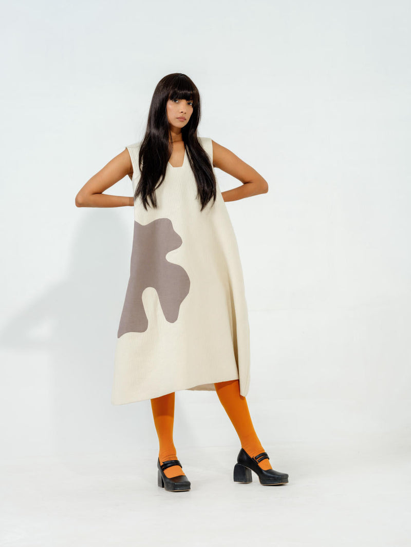 Oolong Dress cotton matty dresses by Stoique in natural, grey for women Worldwide