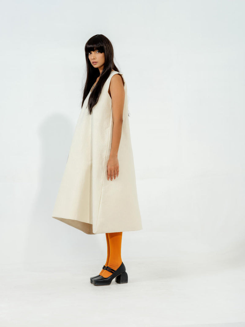 Oolong Dress cotton matty dresses by Stoique in natural, grey for women Worldwide