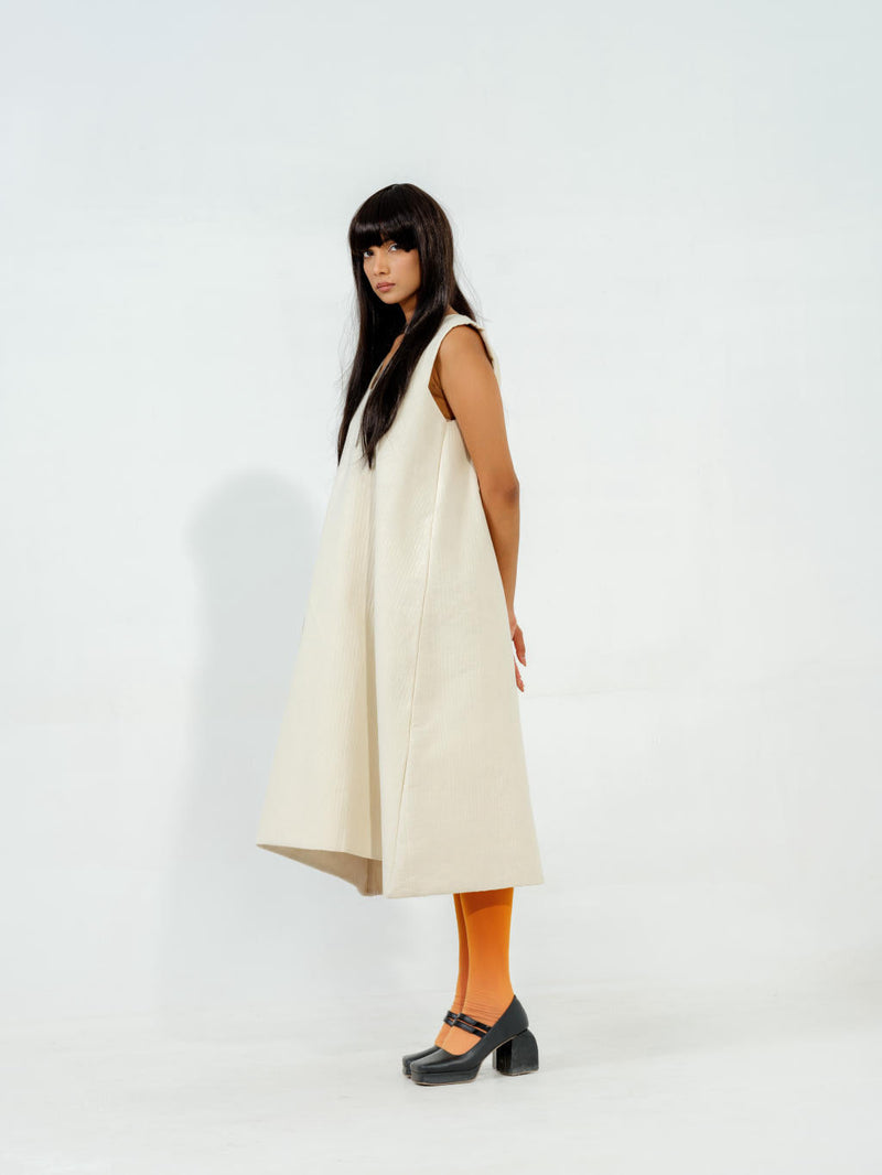 Oolong Dress cotton matty dresses by Stoique in natural, grey for women Worldwide