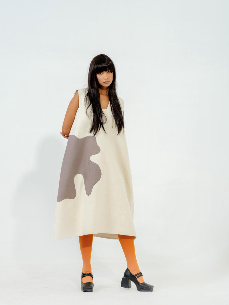 Oolong Dress cotton matty dresses by Stoique in natural, grey for women Worldwide