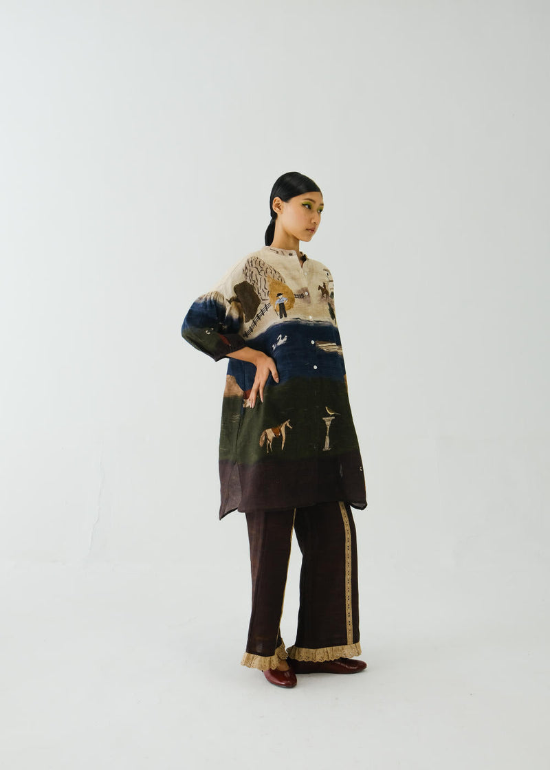Oracle Set-Village Print + Ruffled Pant by CORD for women Worldwide