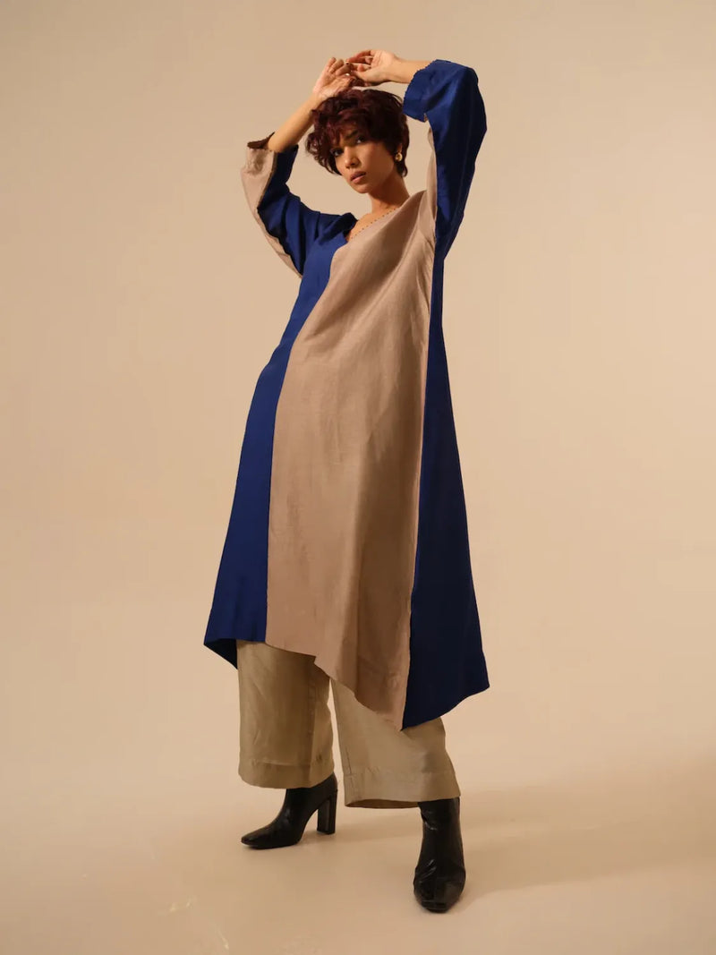 Oregano Pants-Grey mysore silk pants/trousers by Stoique in grey for women Worldwide