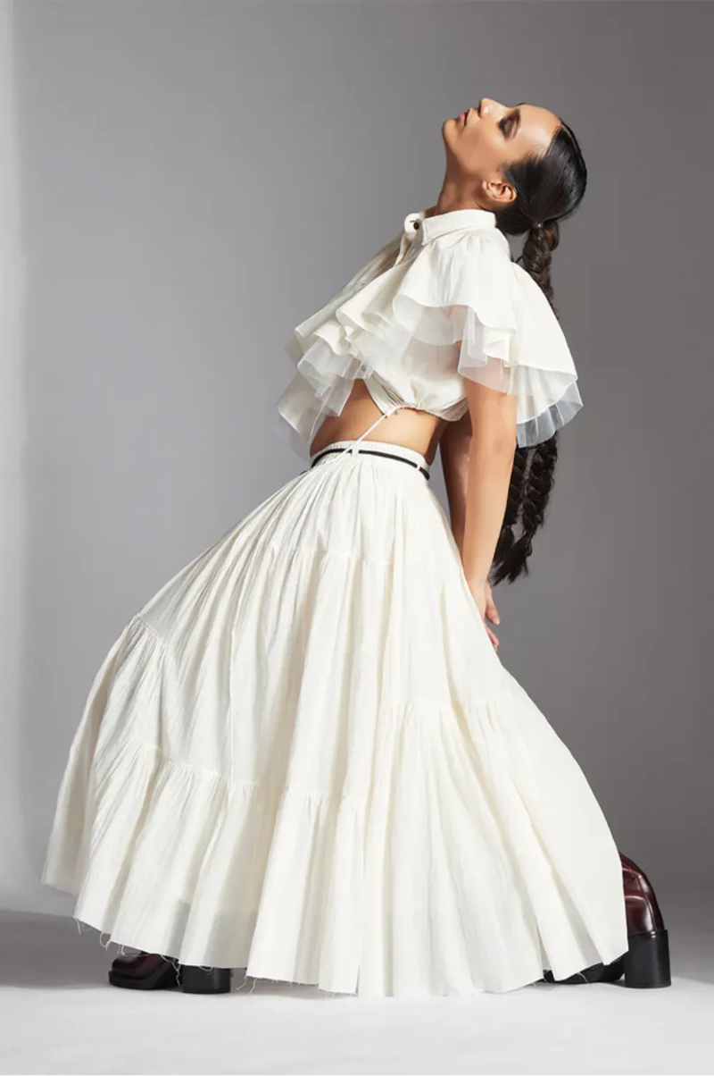 Ori Shirt-White cotton by Chola in white color for women Worldwide