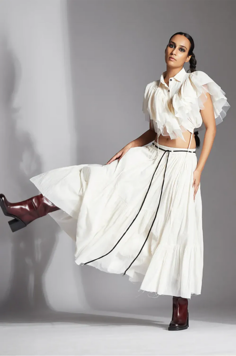 Ori Shirt-White cotton by Chola in white color for women Worldwide