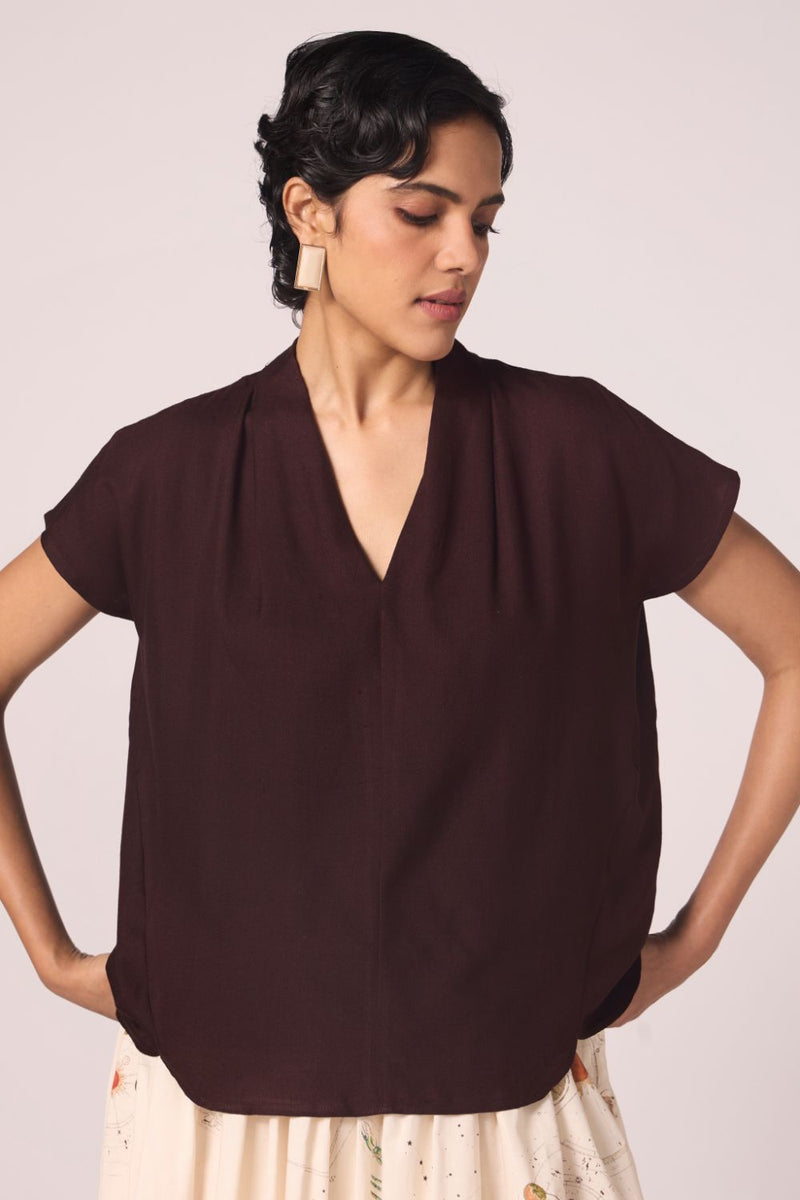 Orion Wine Silk Top silk by The Summer House for women Worldwide