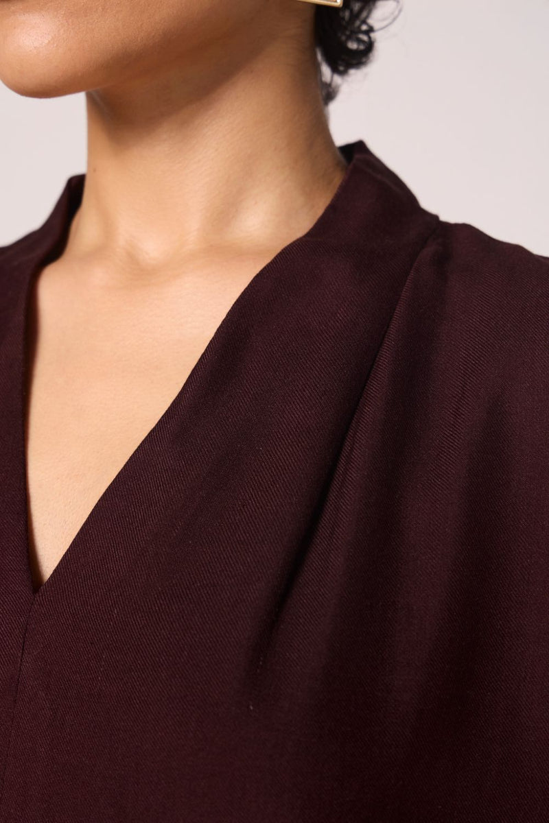 Orion Wine Silk Top silk by The Summer House for women Worldwide