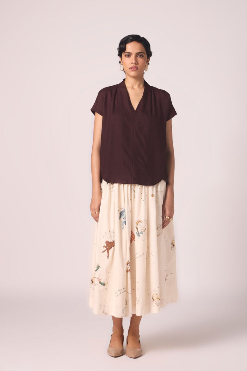 Orion Wine Silk Top silk by The Summer House for women Worldwide