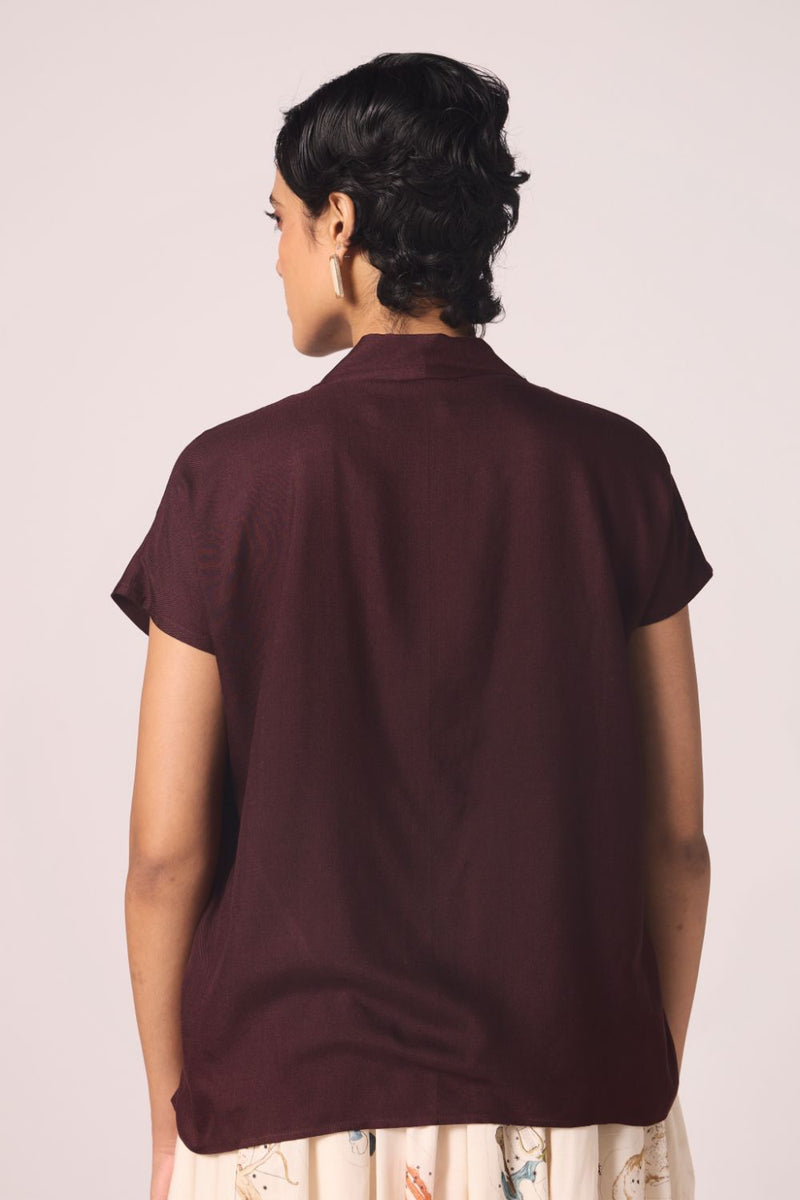 Orion Wine Silk Top silk by The Summer House for women Worldwide