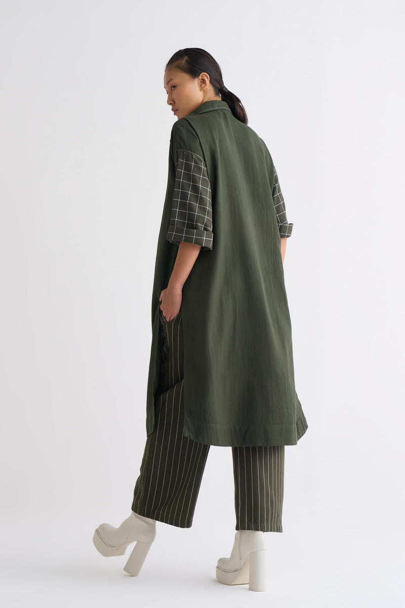 Overlap Kaftaan Co-ord - Olive Co-ord Set,Bottoms,Jackets & Overlays by THREE for women Worldwide