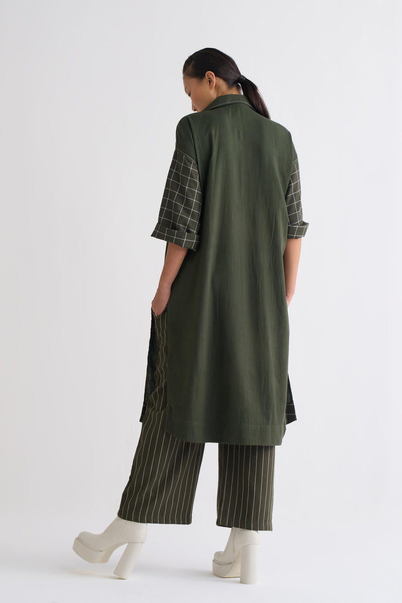 Overlap Kaftaan Co-ord - Olive Co-ord Set,Bottoms,Jackets & Overlays by THREE for women Worldwide