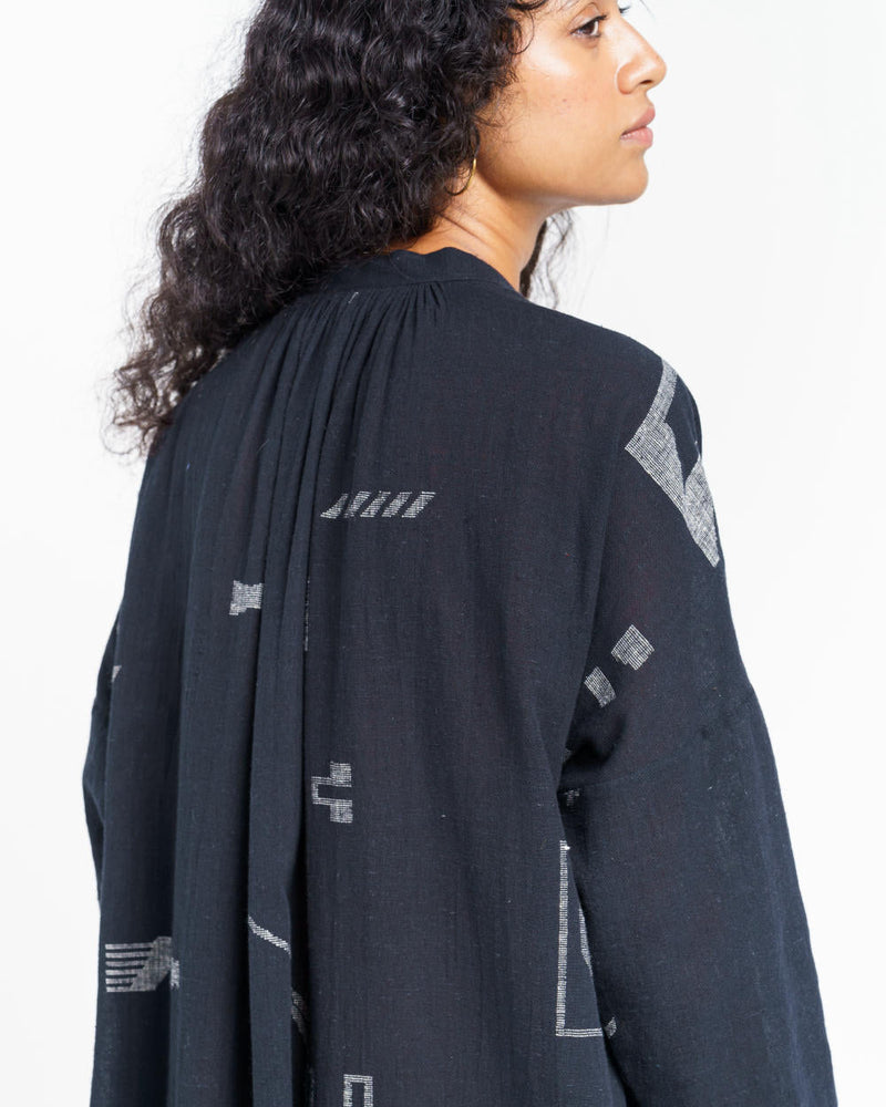 Oversized gathered slate dress