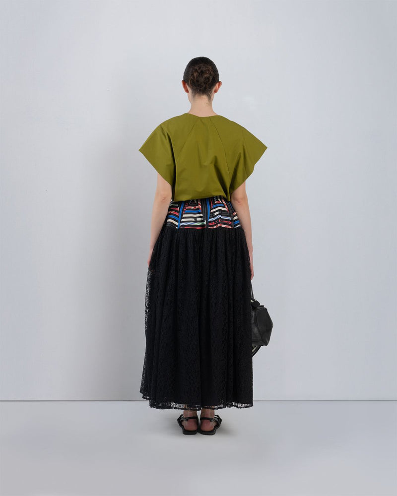 PAGODA PEPLUM SKIRT - Multicolour + Black skirt by Leh Studios in multicolour for women Worldwide