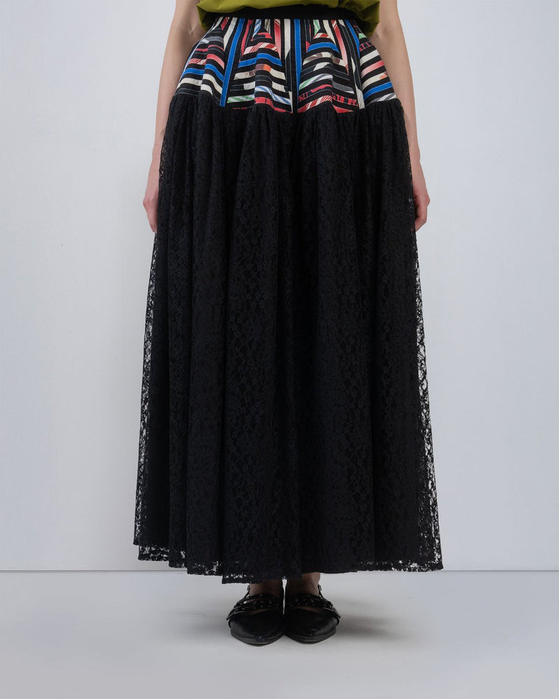 PAGODA PEPLUM SKIRT - Multicolour + Black skirt by Leh Studios in multicolour for women Worldwide