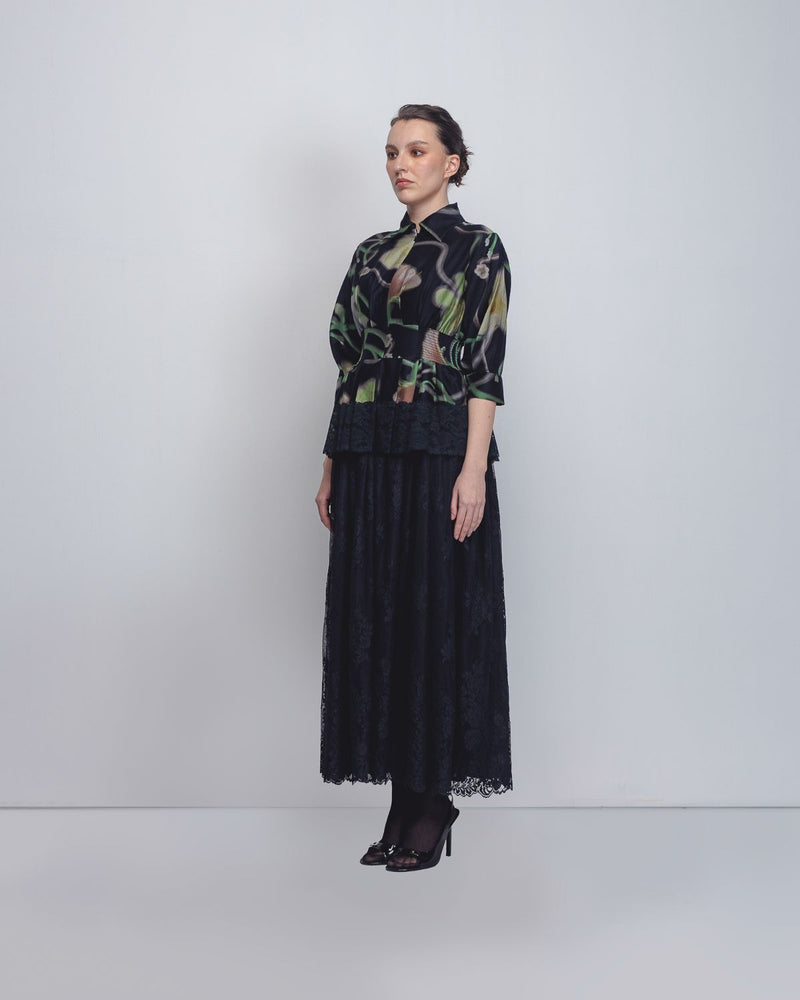 Paron Print Ame Dress - Paron Print + Black by Leh Studios in black color for women Worldwide