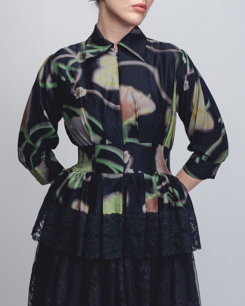 Paron Print Ame Dress - Paron Print + Black by Leh Studios in black color for women Worldwide