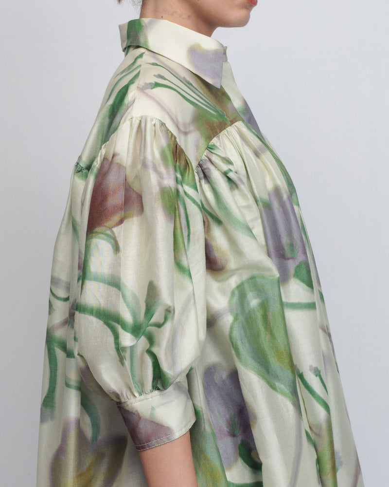 Paron Print Drop Shirt Dress - Paron Print in Mint cotton by Leh Studios for women Worldwide