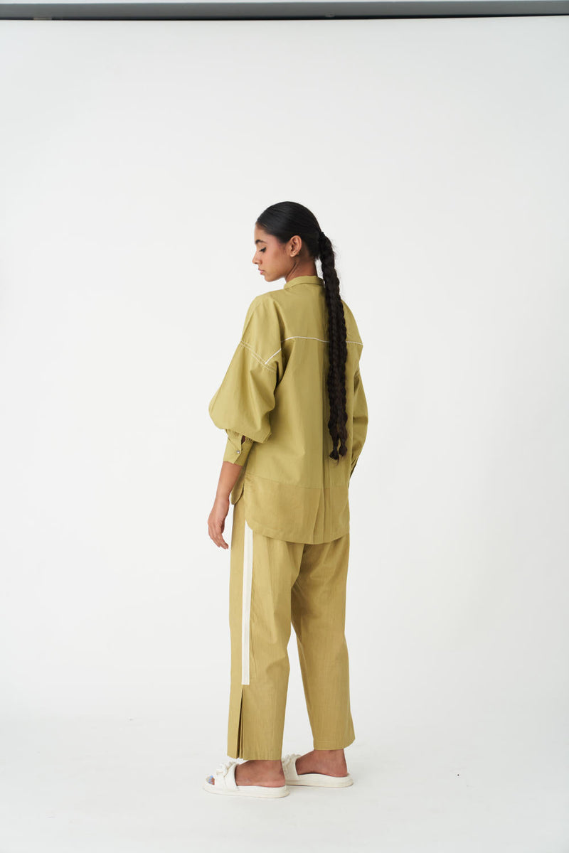 PATCH U-HEM TOP - GREEN poplin by THREE in green color for women Worldwide