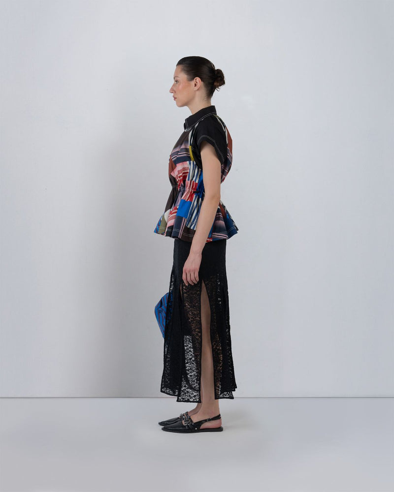 PATCHWORK PARKA TOP - Multicolour top/shirt by Leh Studios in multicolour for women Worldwide