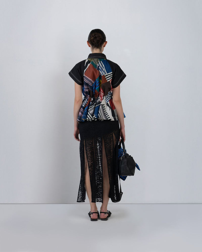 PATCHWORK PARKA TOP - Multicolour top/shirt by Leh Studios in multicolour for women Worldwide