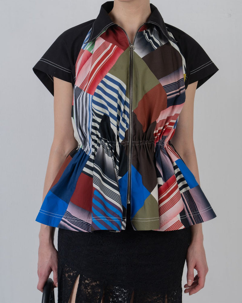PATCHWORK PARKA TOP - Multicolour top/shirt by Leh Studios in multicolour for women Worldwide