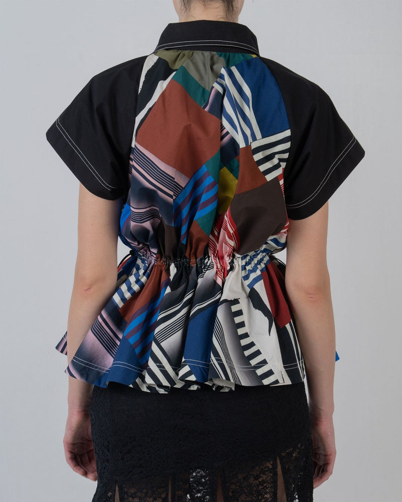 PATCHWORK PARKA TOP - Multicolour top/shirt by Leh Studios in multicolour for women Worldwide