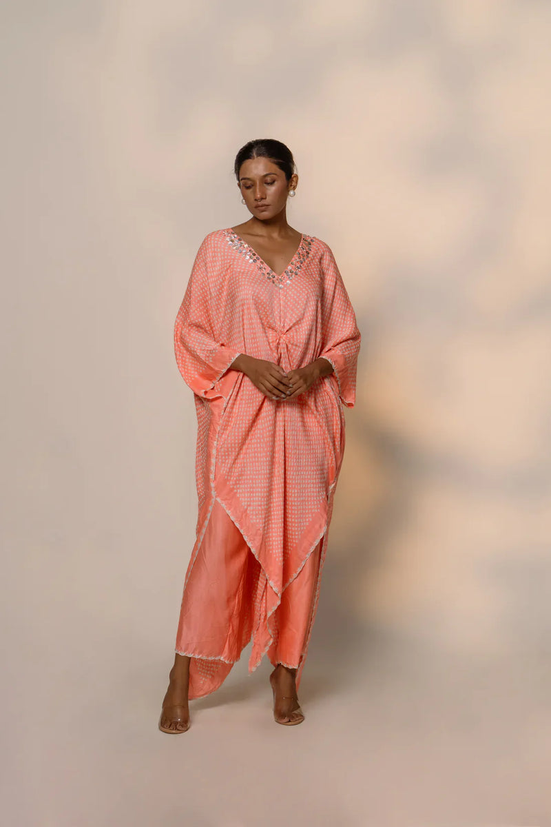 SAKURA SET-PEACH silk by Dyelogue in peach color for women Worldwide