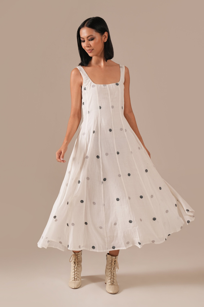 PEARL SPARK DRESS 100% cotton by Indigo Dreams in white color for women Worldwide