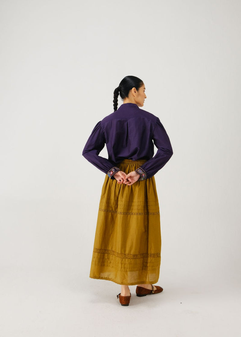 Peasant top-Ink band emb. silk by CORD for women Worldwide