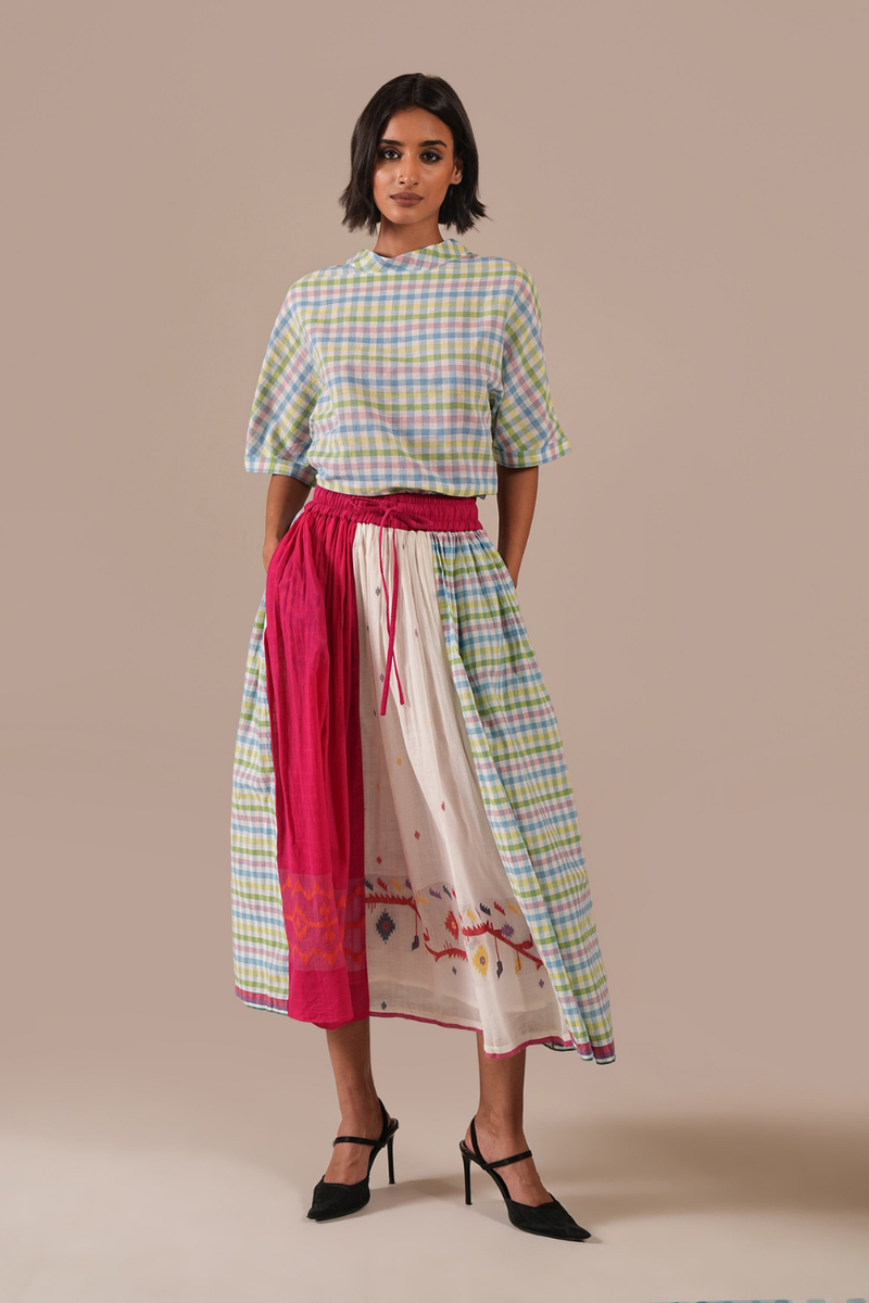 PETAL MIST DRESS 100% cotton by Indigo Dreams in green color for women Worldwide