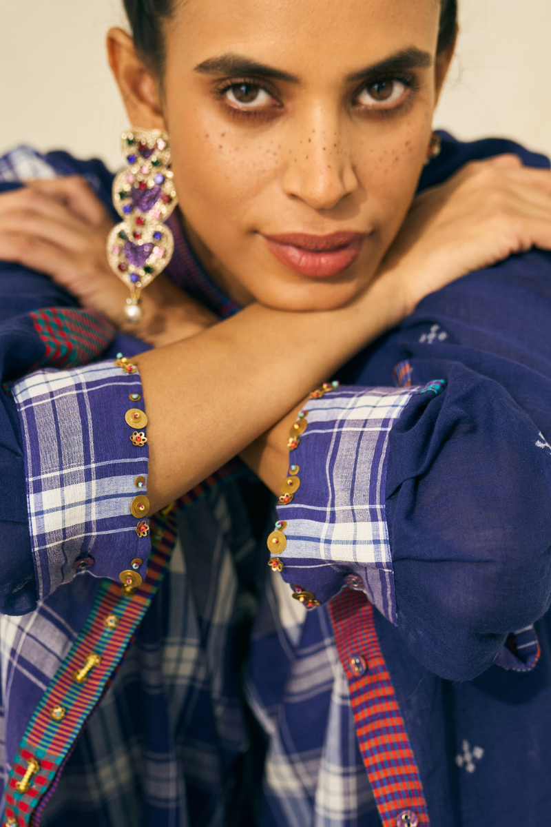 Peter Shirt cotton by SWATTI KAPOOR in purple color for women Worldwide