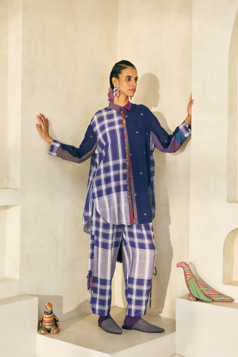 Peter Shirt cotton by SWATTI KAPOOR in purple color for women Worldwide