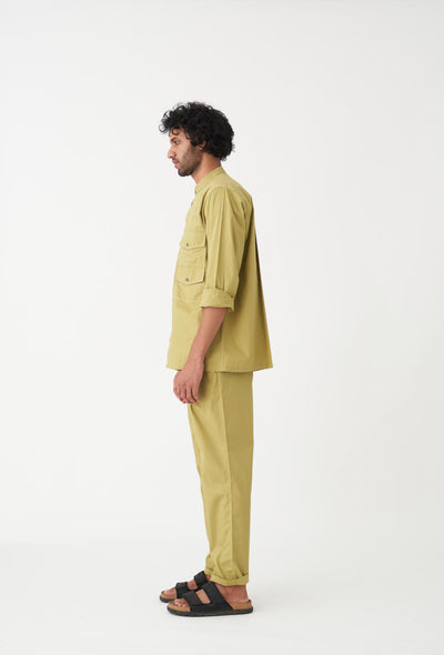 FRONT PLEATE PANT - MOSS GREEN