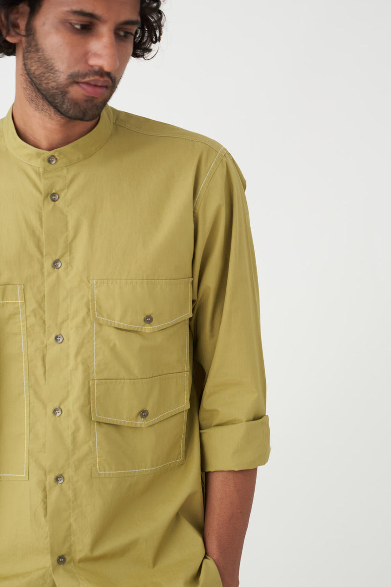 DOUBLE POCKET SHIRT - MOSS GREEN