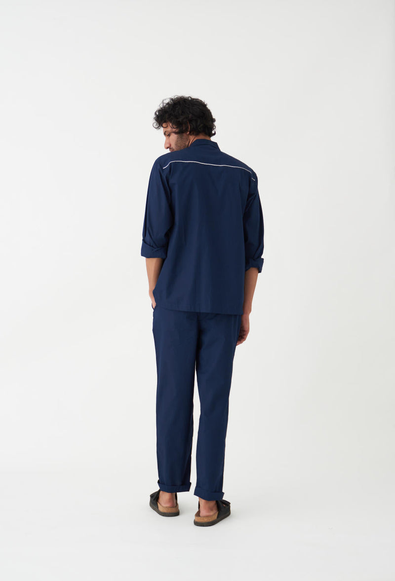 PIPING DETAIL SHIRT - NAVY