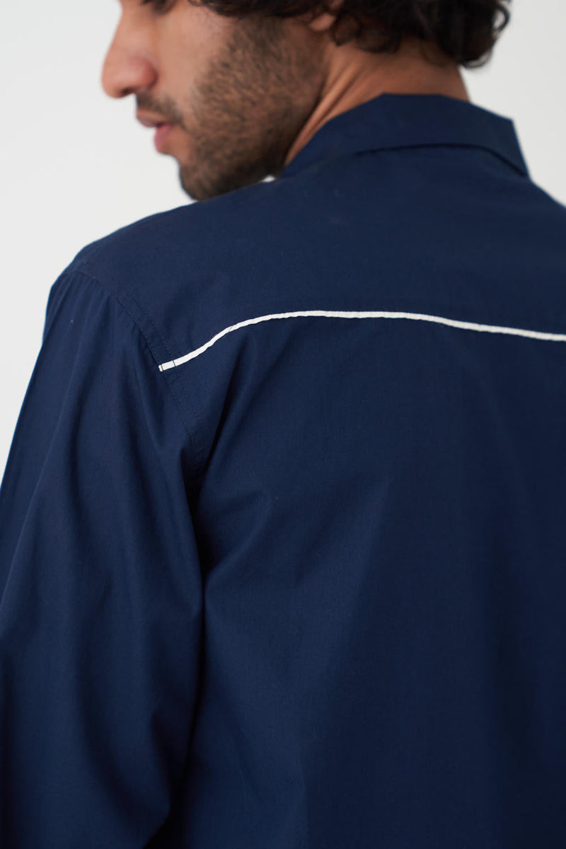 PIPING DETAIL SHIRT - NAVY