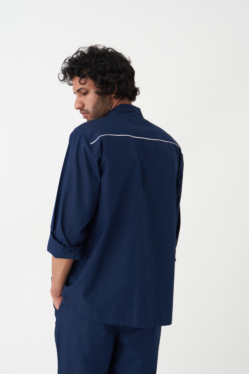 PIPING DETAIL SHIRT - NAVY